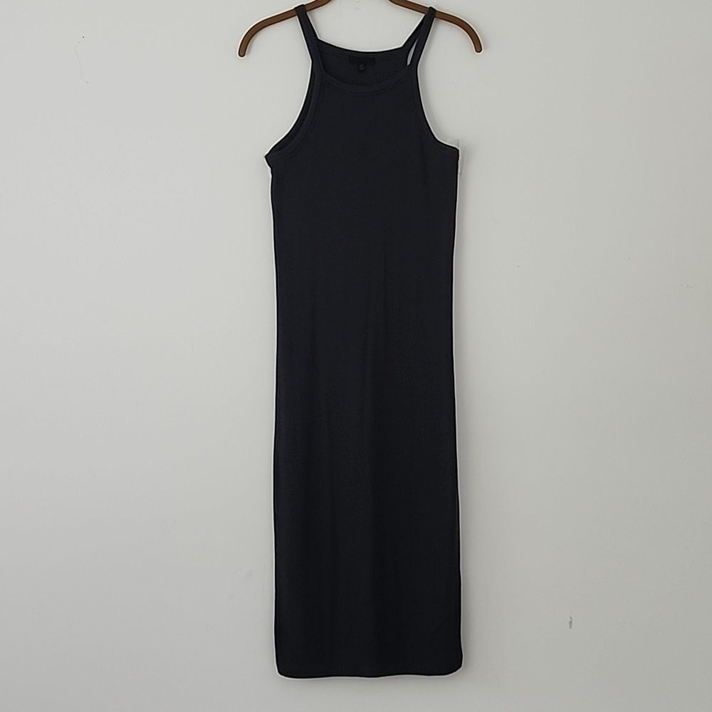 ATM Anthony Thomas Melillo Double Layer Ribbed Midi Dress Dark Gray Green S (30) - Picture 2 of 8